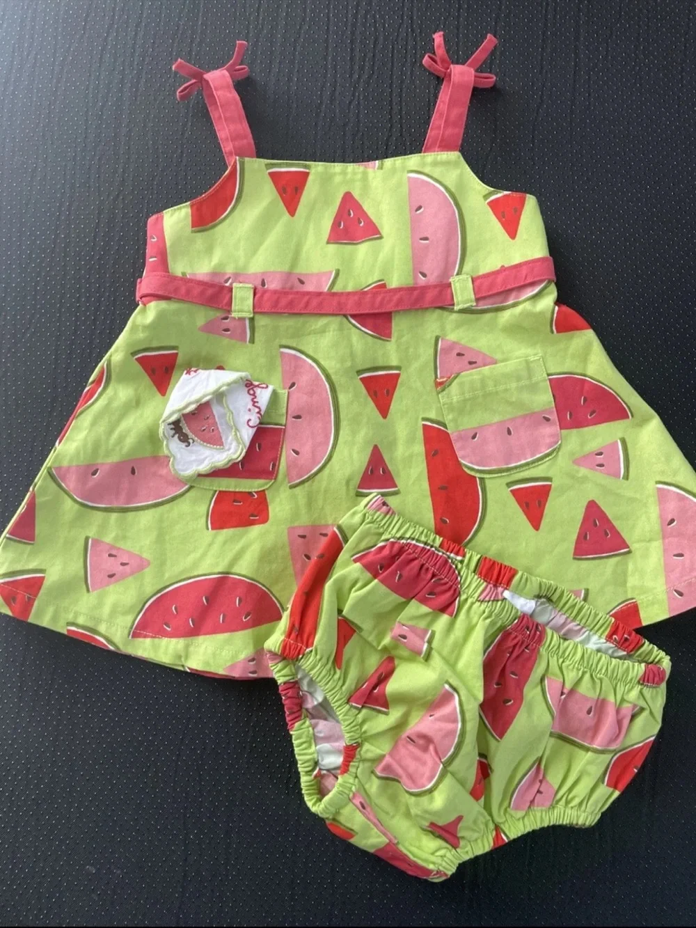 Gymboree Pink & Lime Watermelon Print Romper